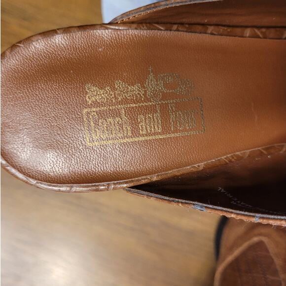 Vintage Coach & Four Brown Leather Suede Mules Women’s 7.5 EUC - Picture 5 of 9